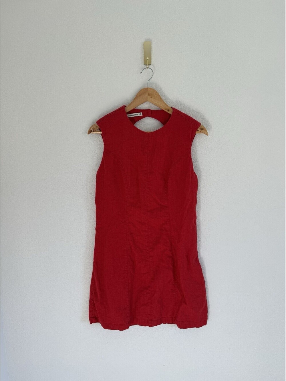 Abercrombie & Fitch Dress Red Linen Cotton Blend Open Back Sleeveless Women’s M - Picture 2 of 7
